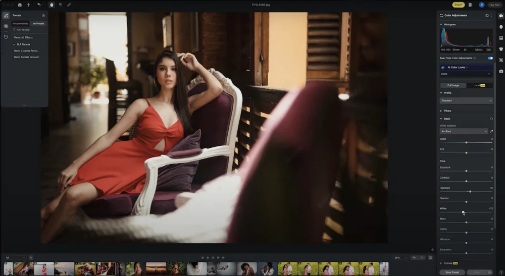 Evoto AI Photo Retouching Interface