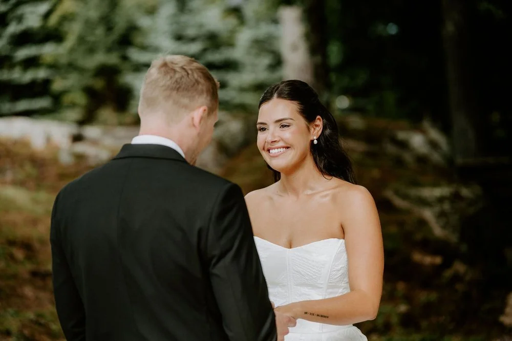 Kylie smiling through happy tears as she and Will share private vows