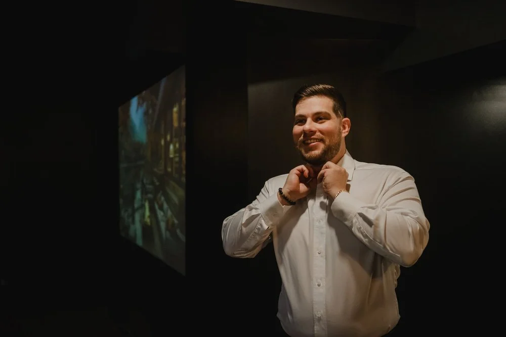 a groom getting ready for his wedding day