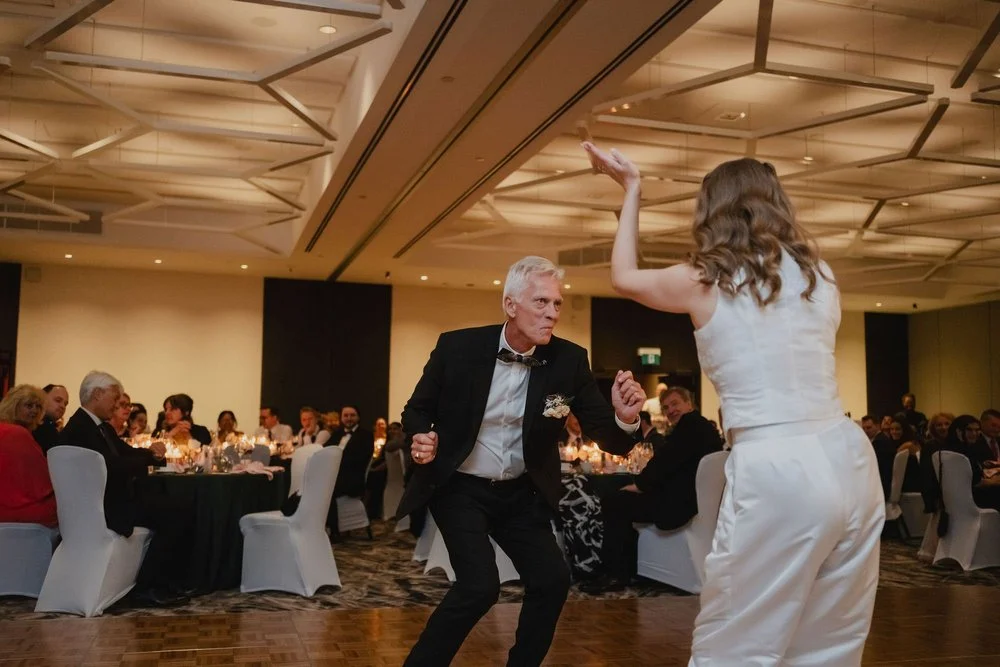 fun dancing photo at an NAC wedding reception