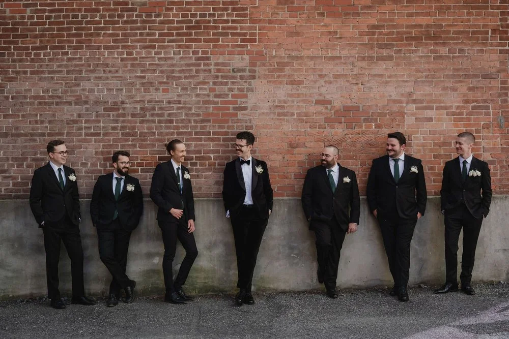 cool groomsmen photo in downtown ottawa