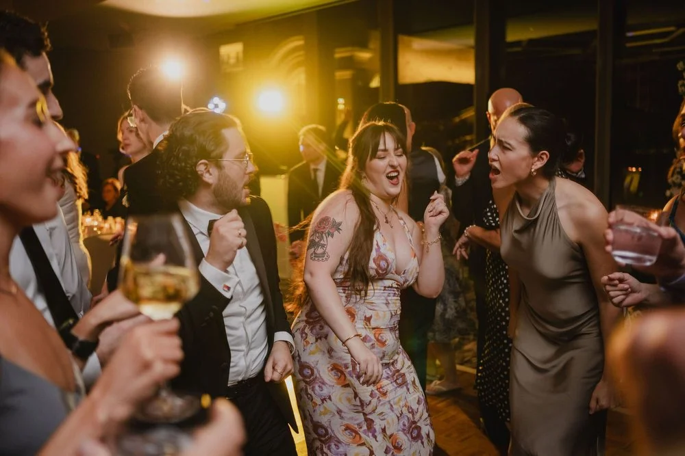 fun dancing photo at an NAC wedding reception