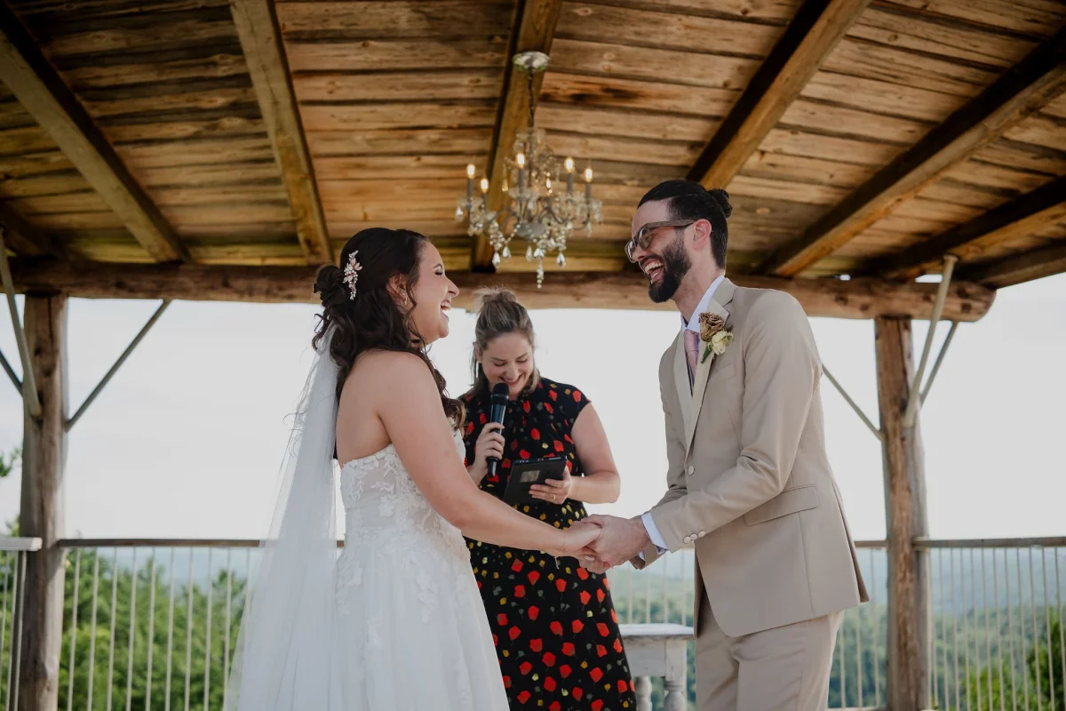 wedding ceremony outside at le belvedere