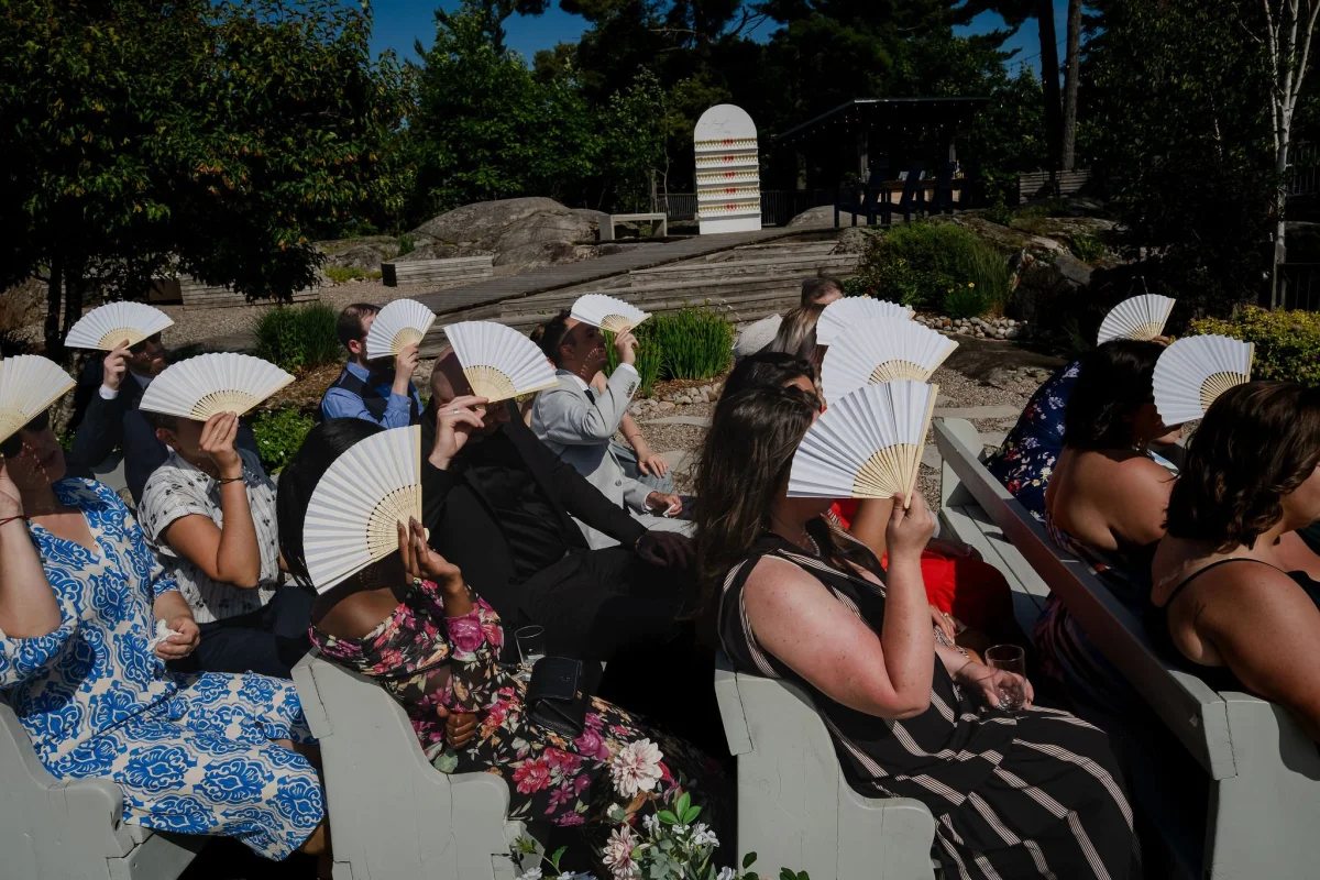 wedding ceremony outside at le belvedere