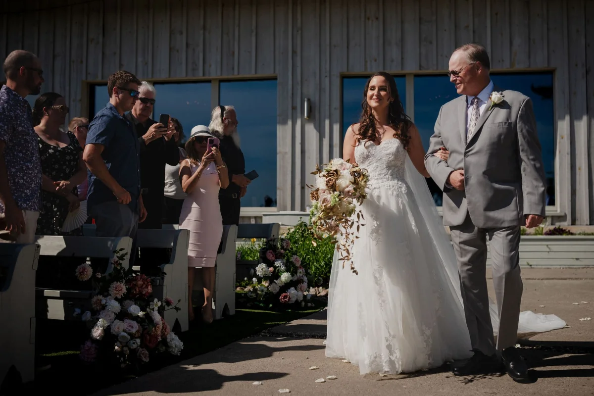 wedding ceremony outside at le belvedere