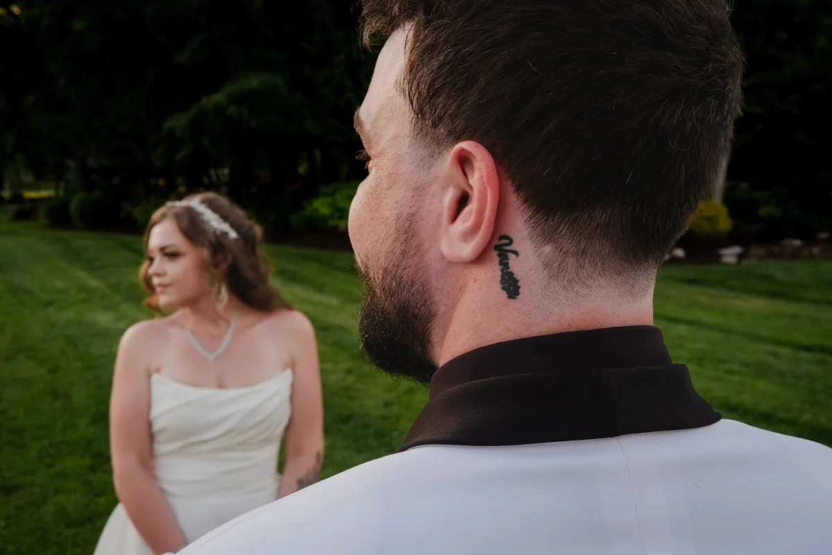 sunset wedding photo at stonefields estate