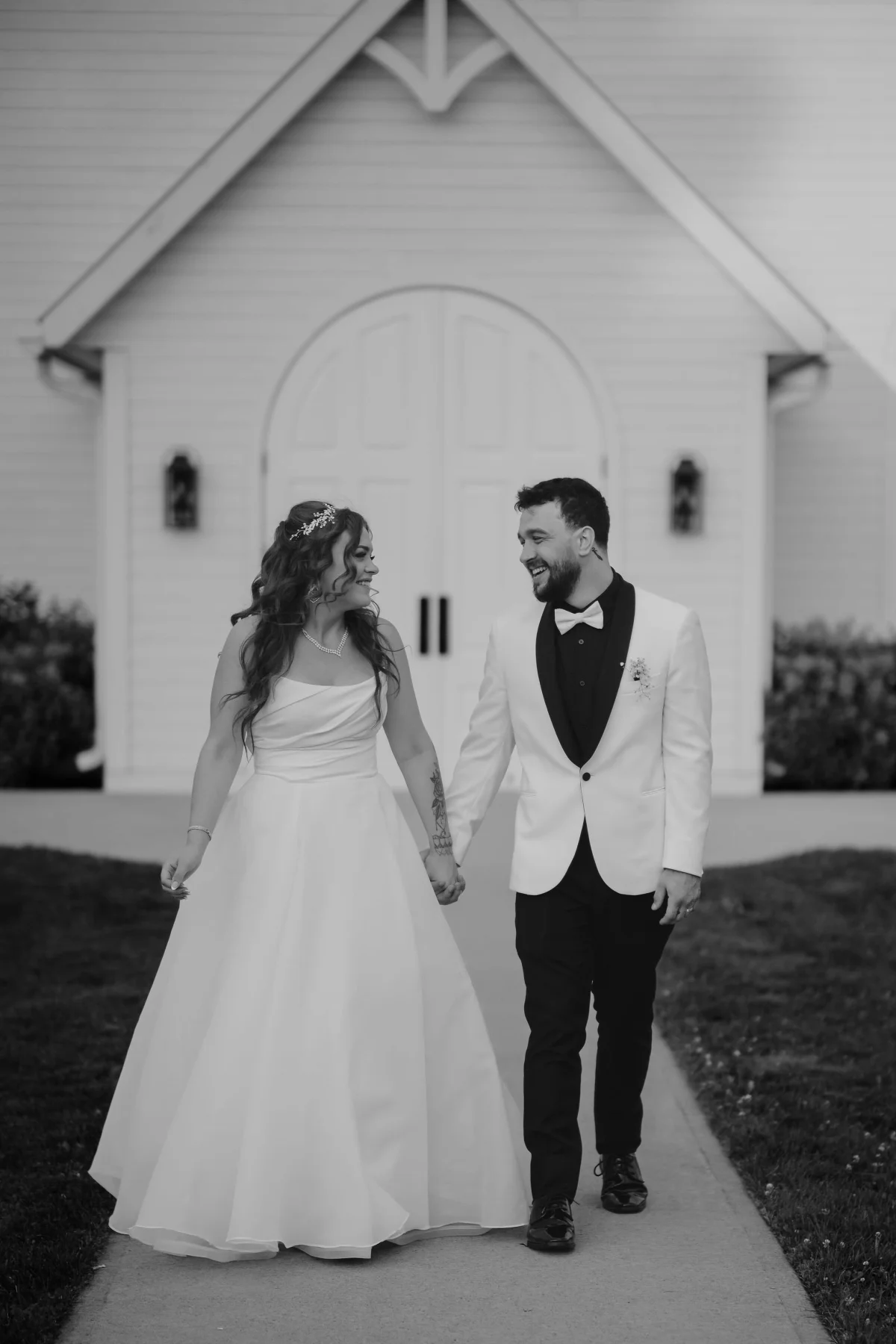 black and white wedding photograph