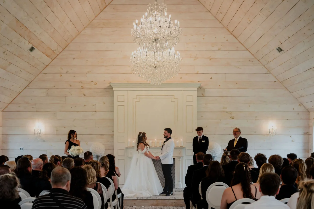 wedding ceremony inside the stonefields estate ceremony house