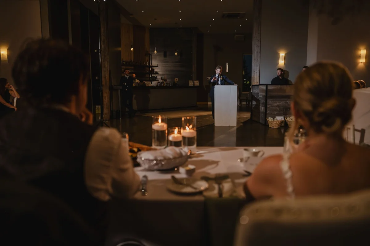 artistic speech photograph at a le belvedere wedding reception