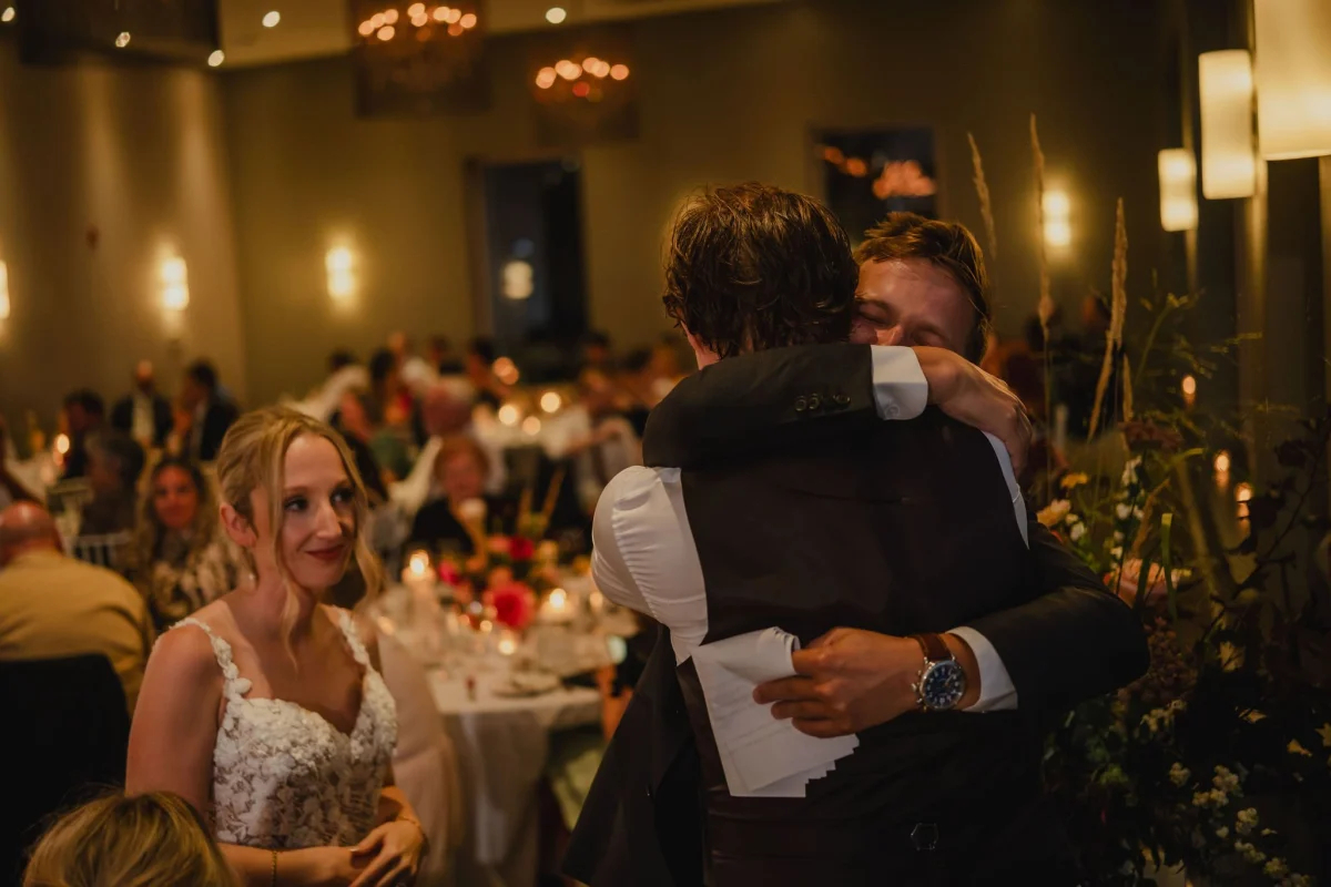 candid moment at a le belvedere wedding reception