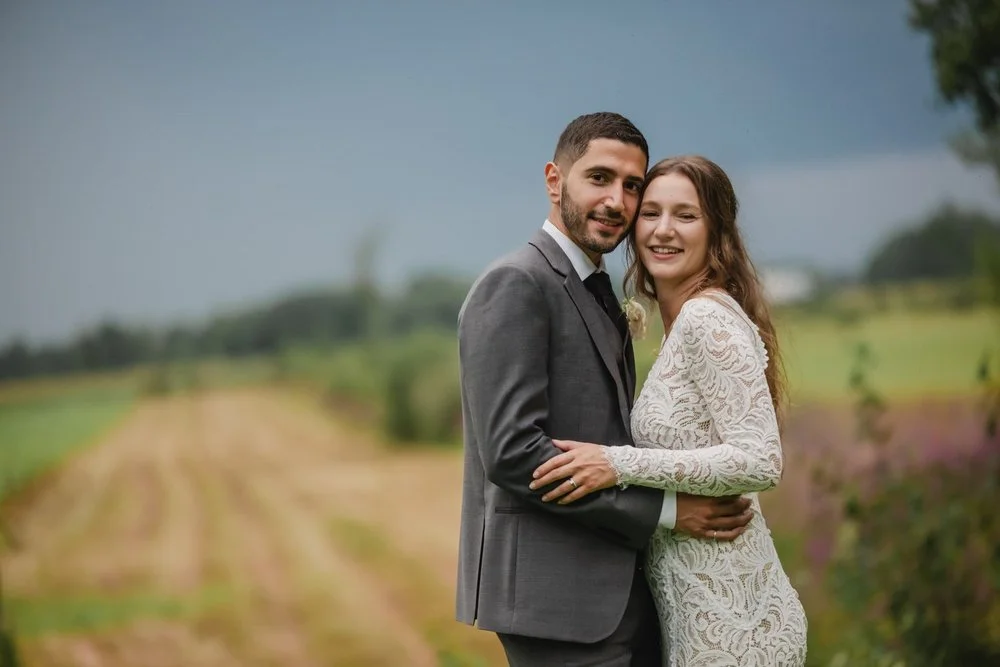 bride and groom photograph around Adelina barn