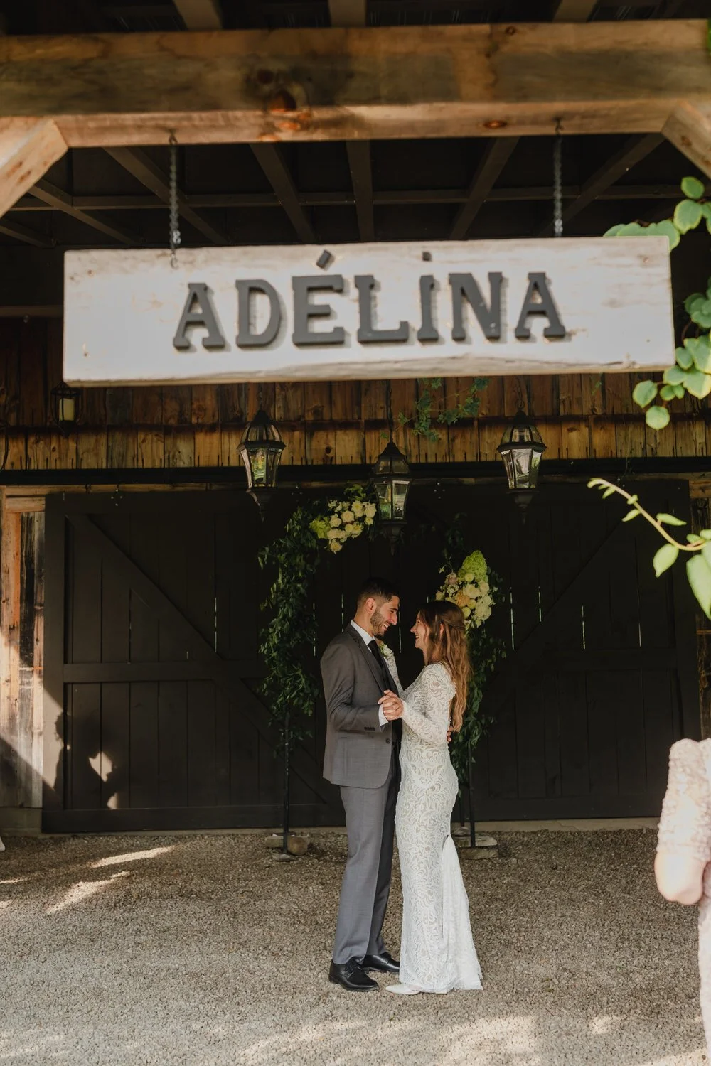 First dance photograph at an Adelina barn wedding
