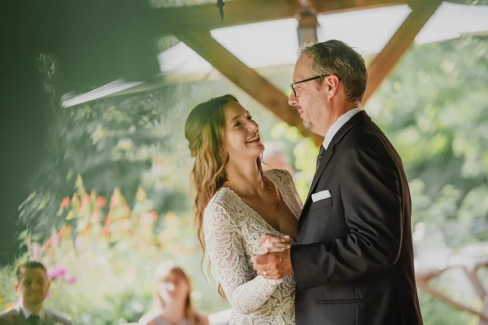 First dance photograph at an Adelina barn wedding