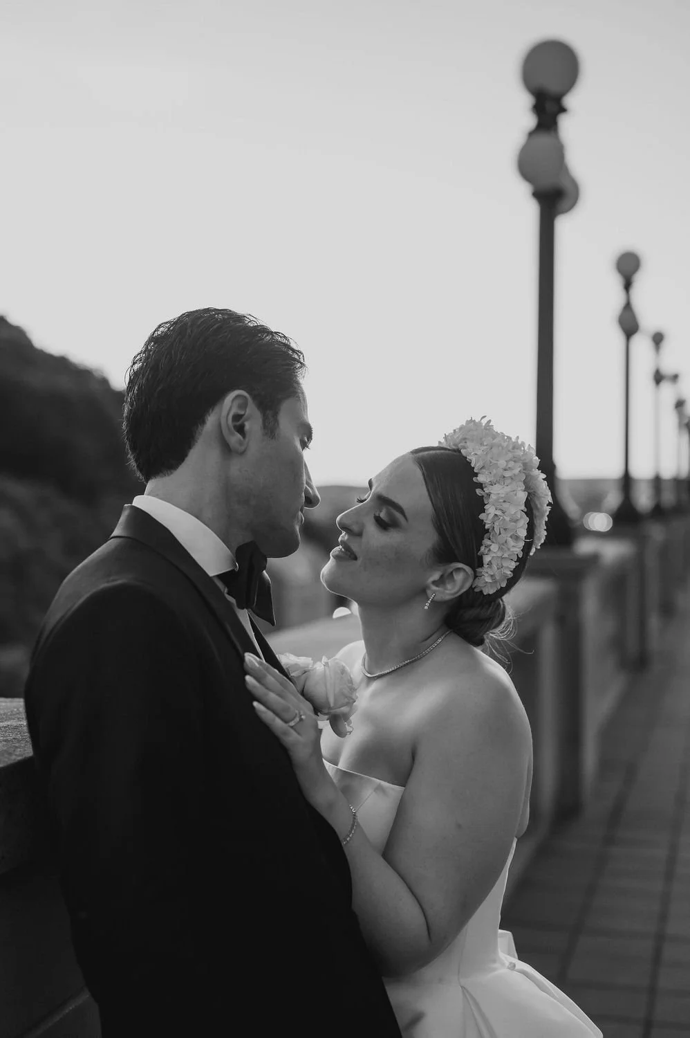 photograph of a bride and groom at sunset in downtown ottawa
