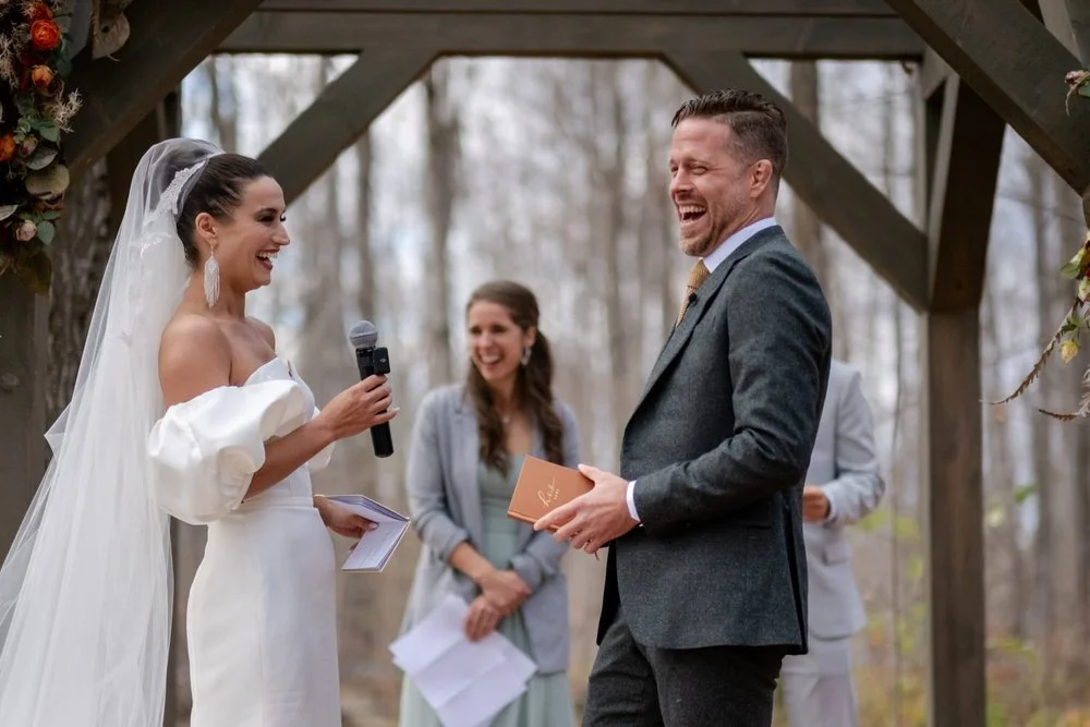 autumn wedding ceremony photograph at Temple's Sugar Bush