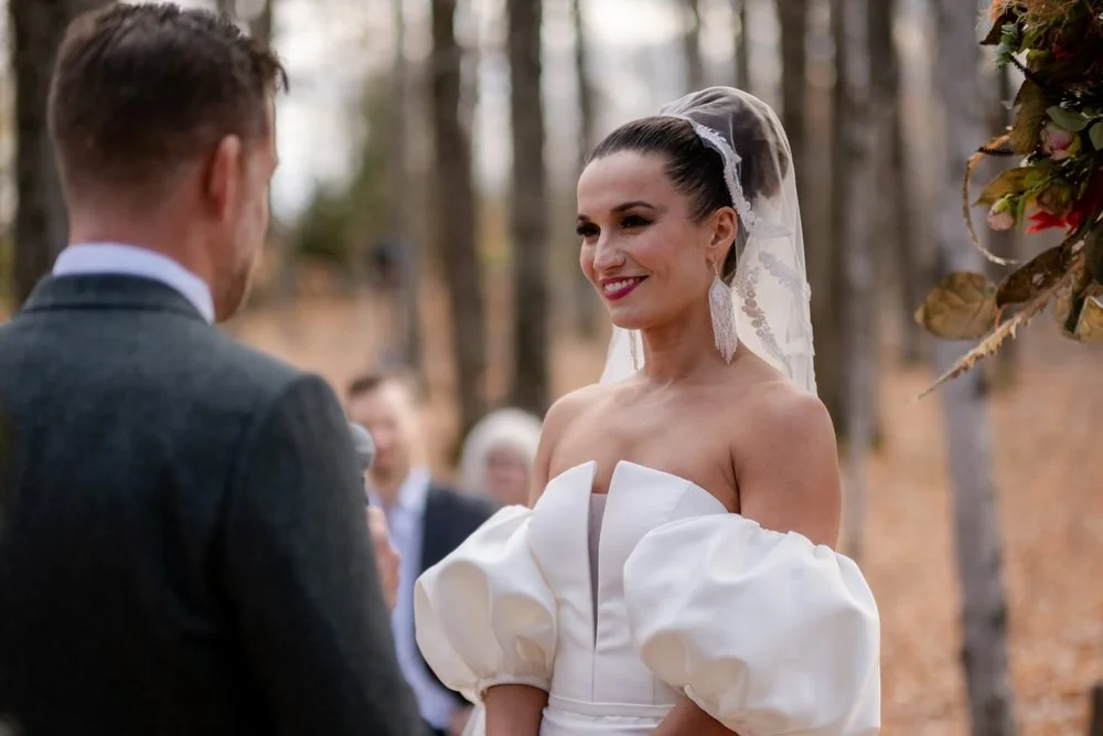 autumn wedding ceremony photograph at Temple's Sugar Bush