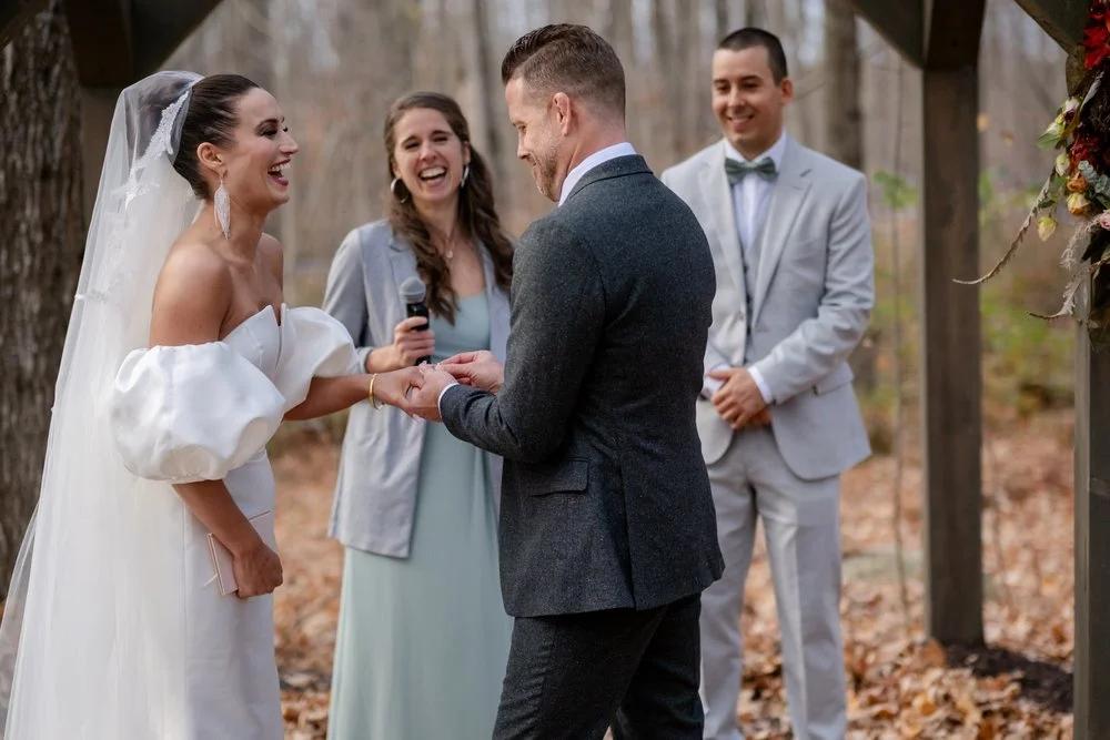autumn wedding ceremony photograph at Temple's Sugar Bush