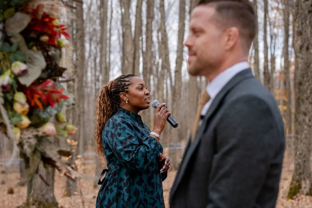 autumn wedding ceremony photograph at Temple's Sugar Bush
