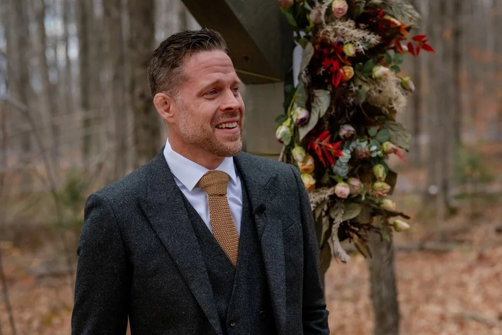 autumn wedding ceremony photograph at Temple's Sugar Bush