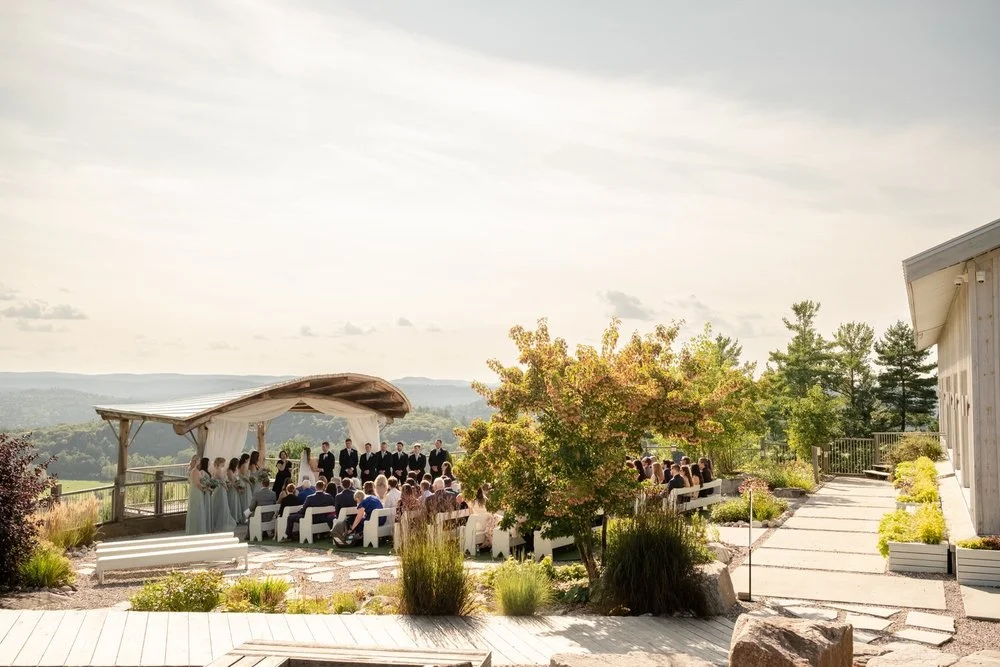 a wide angle photograph of a le belvedere wedding ceremony
