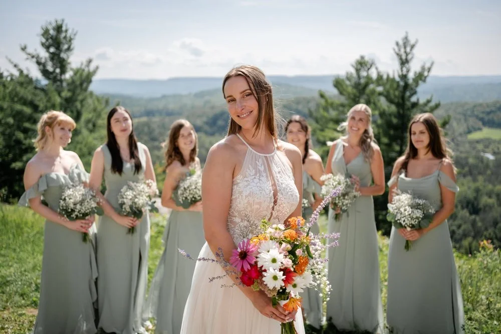 bridesmaids portrait at le belvedere on a sunny summer day