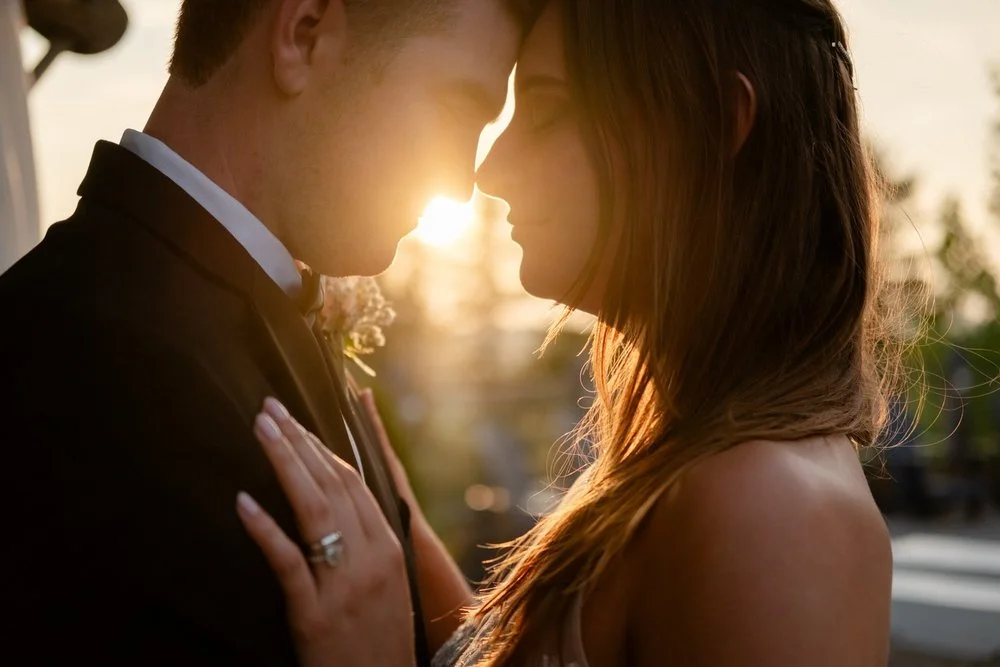 natural light portrait of a bride and groom at le belvedere