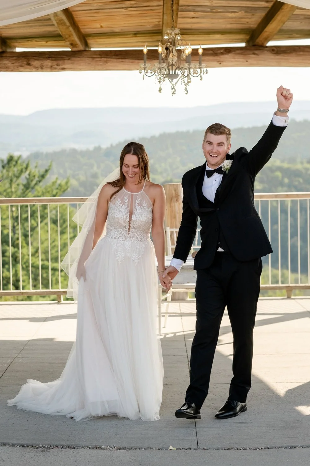 celebration photo at an outdoor wedding ceremony