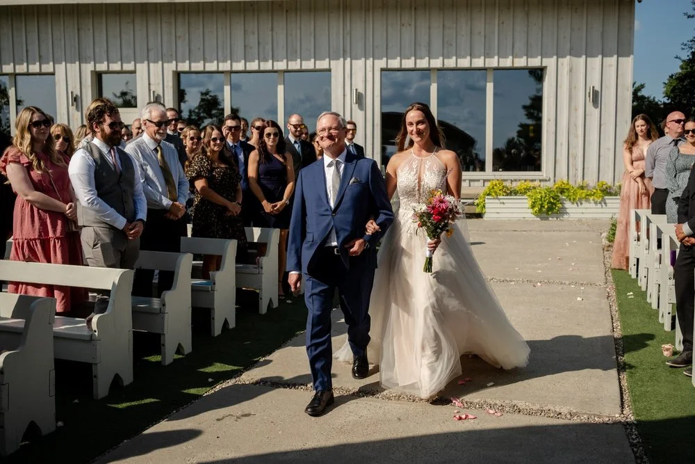 Bride walking down the aisle