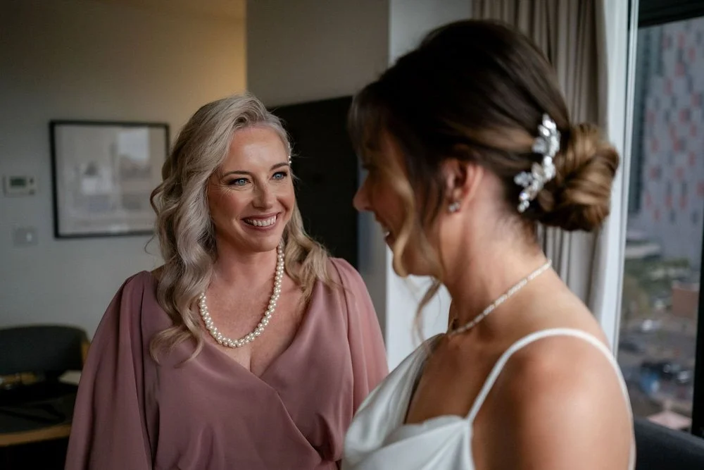 photograph of a bride getting ready for her wedding at the andaz hotel in ottawa