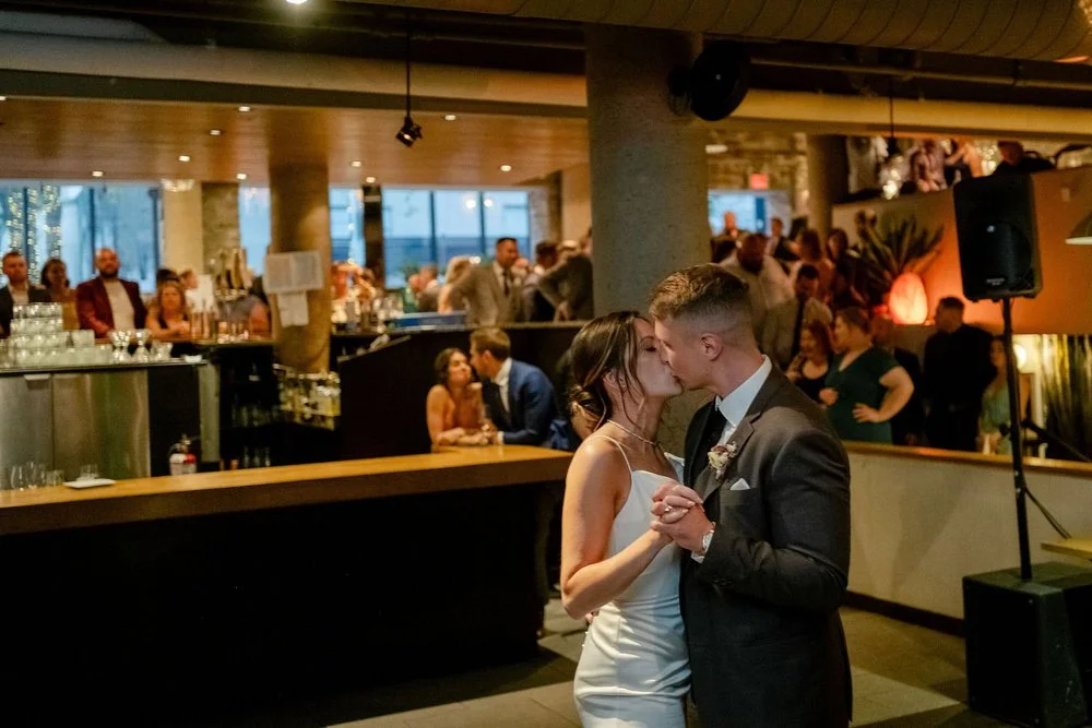 First dance at a wedding reception at Sidedoor Restaurant