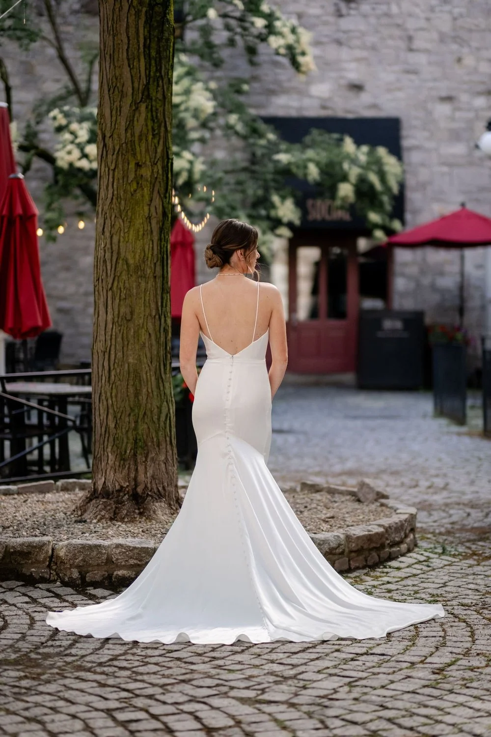 Wedding portraits of a bride in downtown Ottawa
