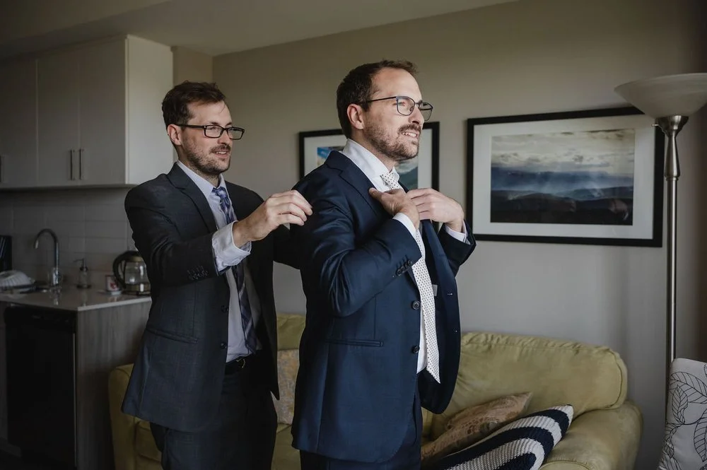Groom getting ready for his wedding