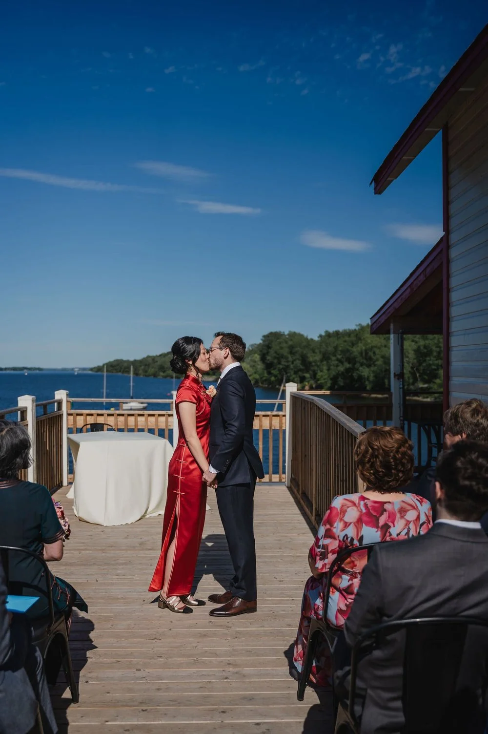 first kiss photograph at a NCC River House wedding