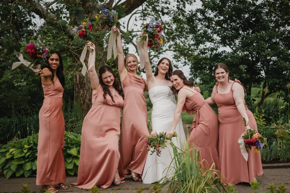wedding party photograph at the botanical gardens and experimental farm in ottawa