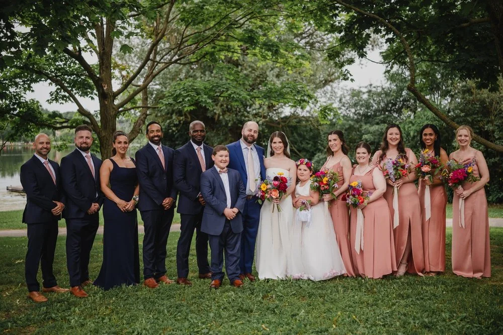 wedding party photograph at the botanical gardens and experimental farm in ottawa